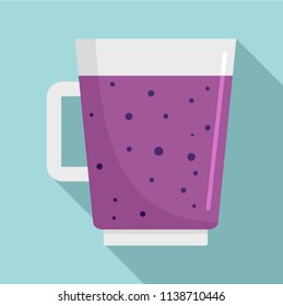 Blueberry smoothie icon. Flat illustration of blueberry smoothie vector icon for web design