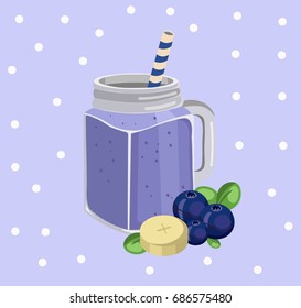 Blueberry smoothie vector. Fresh drink retro style background