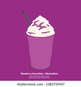 Blueberry smoothies with whipping cream- minimalism