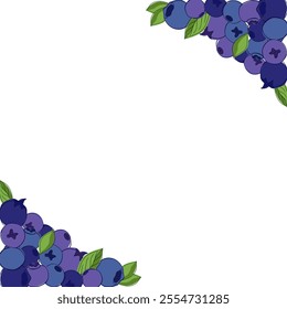 Marco cuadrado de arándano. Ilustración de línea gráfica de Vector. Aislado sobre un fondo transparente. Para tu diseño. Conveniente para las postales, invitaciones de boda, tela, pegatinas, publicidad de la tienda.
