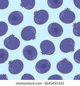 Padrão de verão de mirtilo em um fundo azul. Padrão simples sem emenda com bagas. Estampa de fruta bonita.