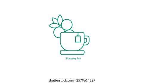 Blueberry Tea Icon in a Vector Style with Fresh Blueberries