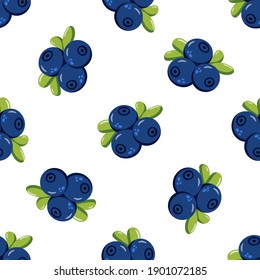 Blueberry trendy seamless pattern on white background vector for cards, banners, wrapping paper, posters, scrapbooking, pillow, cups and kitchen fabric design. 