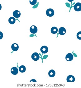 Blueberry vector background. Fruit print. Berry seamless pattern for fabric, prints, textile, wrapping paper, nursery. Abstract summer background. Vegetarian healthy food illustration