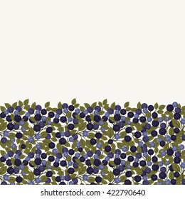 Blueberry vector background. Half is berries, half is blank for your text.