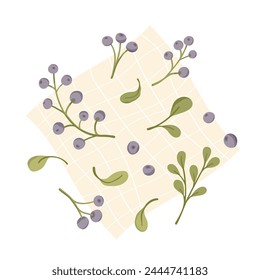 In: Blueberry Vektorgrafik Clipart. Nettes handgezeichnetes Sommer-Print-Design für Kinder. Sommer-Illustration. Saftige Beeren Vintage-Karte.