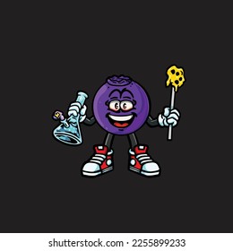 blueberry vector dabbing bong hold wax nug weed cartoon