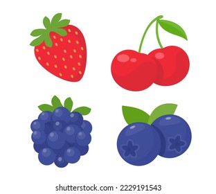 Blueberry vector. Fresh berries. Healthy fruits contain antioxidants.