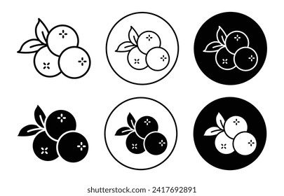 Blueberry-Vektorsymbol-Set-Kollektion. Blueberry Outline Flatscreen Icon.