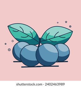 Blueberry vector illustration, flat2D vector