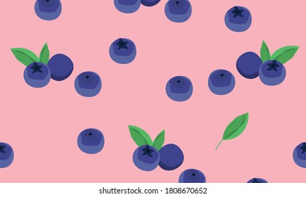 Blueberry vector pattern, backgound. Natural fresh ripe tasty blueberries. Vector illustration, eps. For backgrounds, packaging, textile and various other designs.