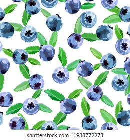 Blueberry vector seamless illustration. Berry background