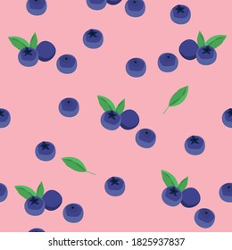 Blueberry vector seamless pattern, backgound. Natural fresh ripe tasty blueberries. Vector illustration, eps. For backgrounds, packaging, textile and various other designs.