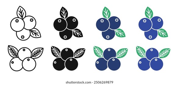 Conjunto de iconos de línea delgada de Vector de arándano. símbolo de Vector de arándano. signo de arándano. signo de saúco o arándano para diseños de ui de Web