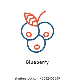 Blueberry  Vector Two Colors outline Icon. Eps10 File10 file
