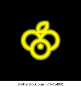 Blueberry yellow glowing neon ui ux icon. Glowing sign logo vector