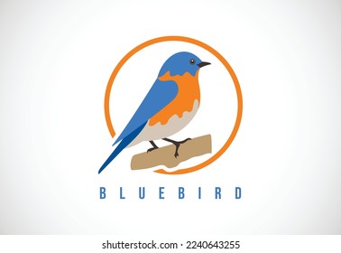 Bluebird in a circle. Bluebird logo design template vector illustration