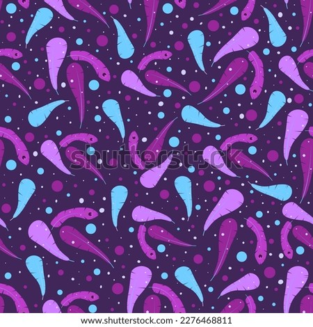 Bluebird feather pattern on violet background. Cartoon style endless texture. Print for fabric,bed linen, T-short, hoodie, woman's wear