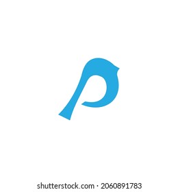 bluebird letter p symbol vector logo