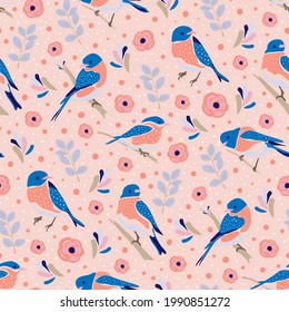 bluebird seamless surface pattern design for stationary, wall art, wall paper, fabric and more.