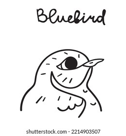 Bluebird. Vector illustration. Outline simple graphic design on white background.