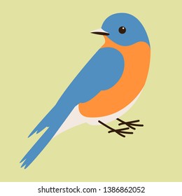 bluebird vector illustration,flat style, profile side