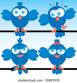 Bluebirds icon set. Vector illustration.