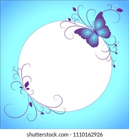 Blue-blue butterfly with a pattern on the circle