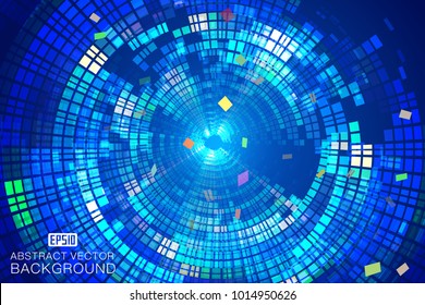 Blue-blue shards composition science fiction futuristic rotating abstract background with perspective space