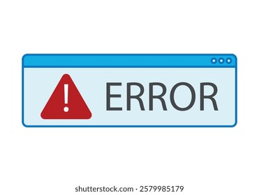 Blue-bordered error window with warning sign