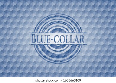 Blue-collar blue hexagon badge. Vector Illustration. Detailed.