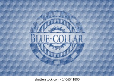 Blue-collar blue polygonal emblem. Vector Illustration. Detailed.