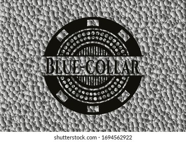 Blue-collar dark icon or emblem with bubbles background. Vector Illustration. Detailed.