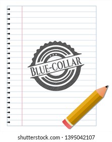 Blue-collar draw with pencil effect. Vector Illustration. Detailed.