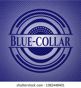 Blue-collar emblem with denim texture