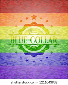 Blue-collar lgbt colors emblem 