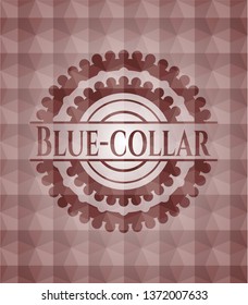 Blue-collar red seamless geometric pattern emblem. Seamless.