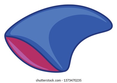 A blue-colored fin that is triangular in shape and the base in pale pink color vector color drawing or illustration 