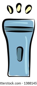 A blue-colored torchlight with smart designs is short enough to fit in pocket or handbag  vector color drawing or illustration