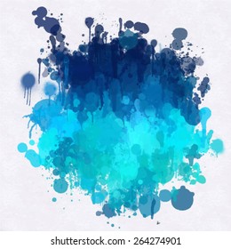 Blue-cyan brush strokes stain. Vector version