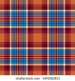 Blue,Dark Beige,Red and White Tartan Plaid Scottish Seamless Pattern. Texture from tartan, plaid, tablecloths, shirts, clothes, dresses, bedding, blankets and other textile.