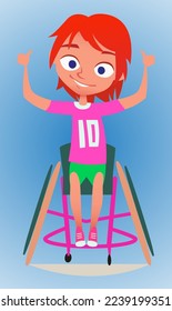blue-eyed girl athlete The child enjoys life