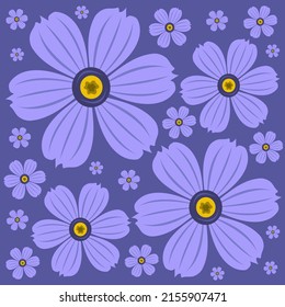 Blue-eyed grass flowers flat vector background. Blue-eyed grass flowers cartoon vector background for graphic design, illustration, and decorative element