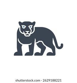 Blue-Eyed Panther Portrait Icon Isolated On White Background