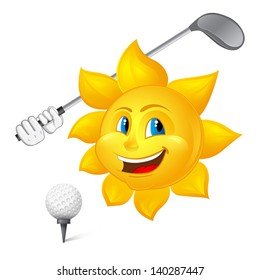 blue-eyed sun is playing golf