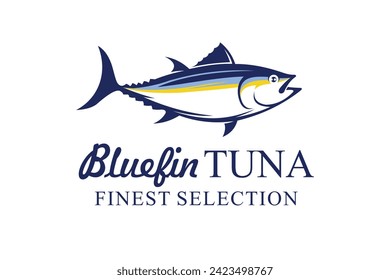 Bluefin tuna badge logo, bluefin tuna stamp logo