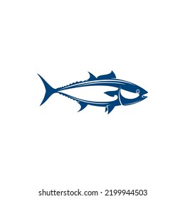 Bluefin Tunny Isolated Saltwater Fish, Tuna Icon. Vector Atlantic Or Pacific Bluefin Tuna, Blackfin Longtail Yellowfin Tuna, Fishing Sport Mascot. Tuna, Tribe Thunnini, Scombridae Mackerel Family