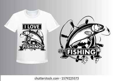 Bluefish isolated vector illustration. Fishing logo of mackerel. Fishing emlem for company or sport club. Marine theme background. 