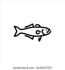 Bluefish outline icon. Bluefish side view black line illustration.