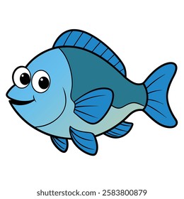 Bluegill fish isolated flat vector illustration on white background